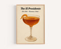 El Presidente Cocktail Print Vintage - Havana, Cuba