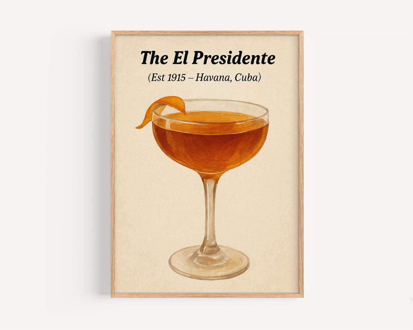 El Presidente Cocktail Print: Vintage Havana Cuba Bar Art