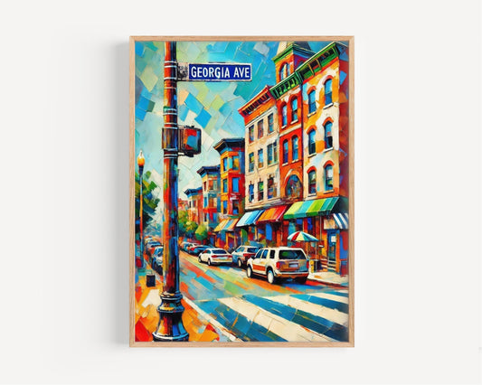 Washington DC Georgia Ave Wall Art, Travel Print & Poster, USA Gift, Unique Housewarming Decor, DC Souvenir Artwork