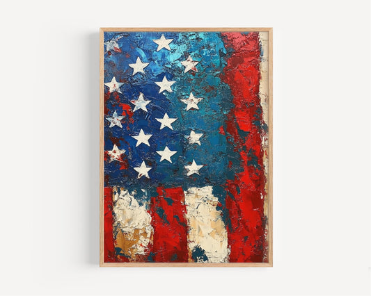 American Flag Abstract Wall Art | Patriotic USA Poster | United States Independence Home Decor | Modern American Flag Artwork