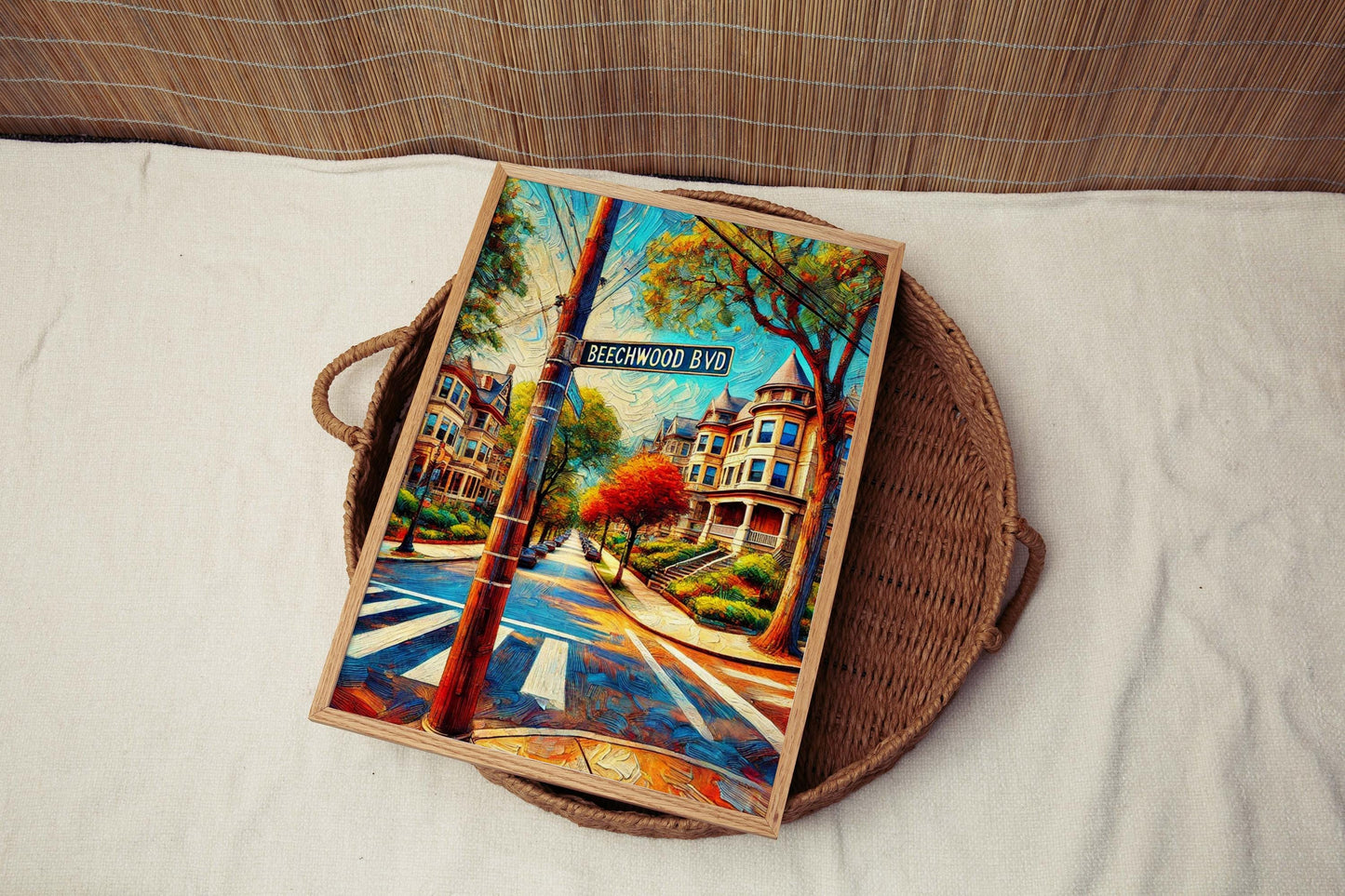 Beechwood Boulevard Wall Art - Pittsburgh Travel Print, Beechwood Blvd Poster, PA Home Decor, Housewarming Gift, Cityscape Illustration