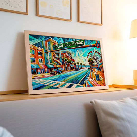 Ocean Blvd Print Myrtle Beach Wall Art, South Carolina Travel Poster, Ocean Boulevard Decor, SC Gift & Housewarming Idea