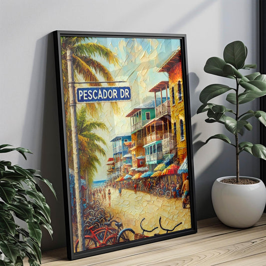San Pedro Street Sign Wall Art, Belize Pescador Drive Print, Tropical Island Coastal Decor, Travel Souvenir, Personalised Gift