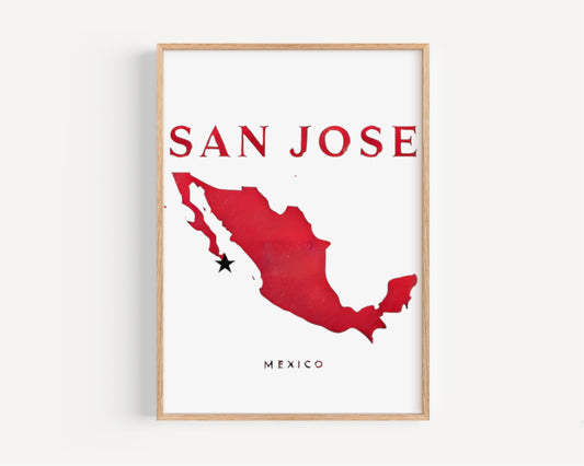 San Jose Wall Art Print, Mexico Travel Home Decor, Housewarming & College Gift, Unique San Jose Mexico Map Poster
