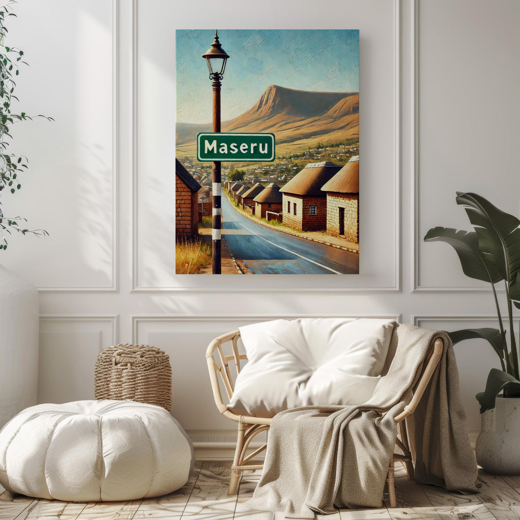 Maseru Map Wall Art Modern - Lesotho