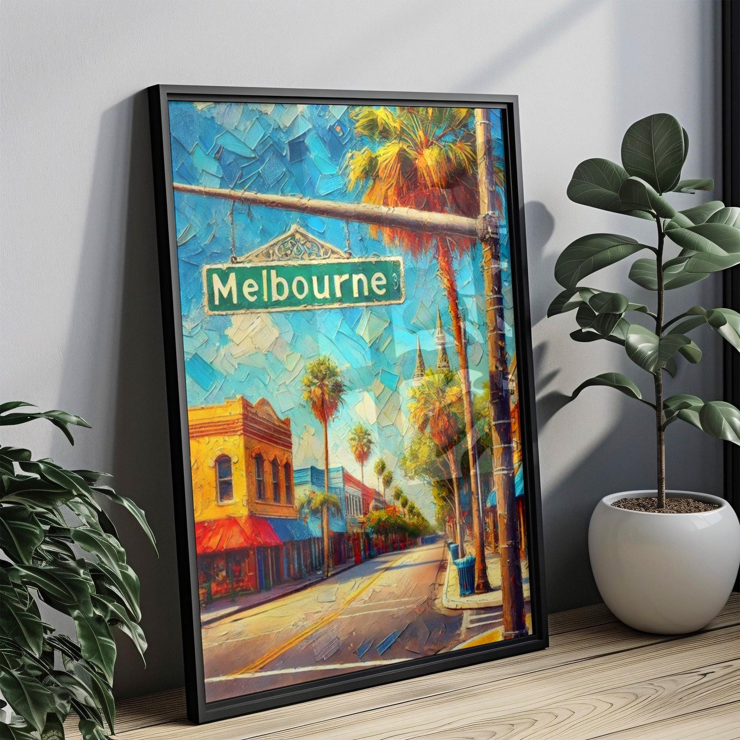 Florida Travel Print Wall Art, USA Decor, Housewarming Gift, American Art, Melbourne & Florida Poster, Unique Travel Home Decor