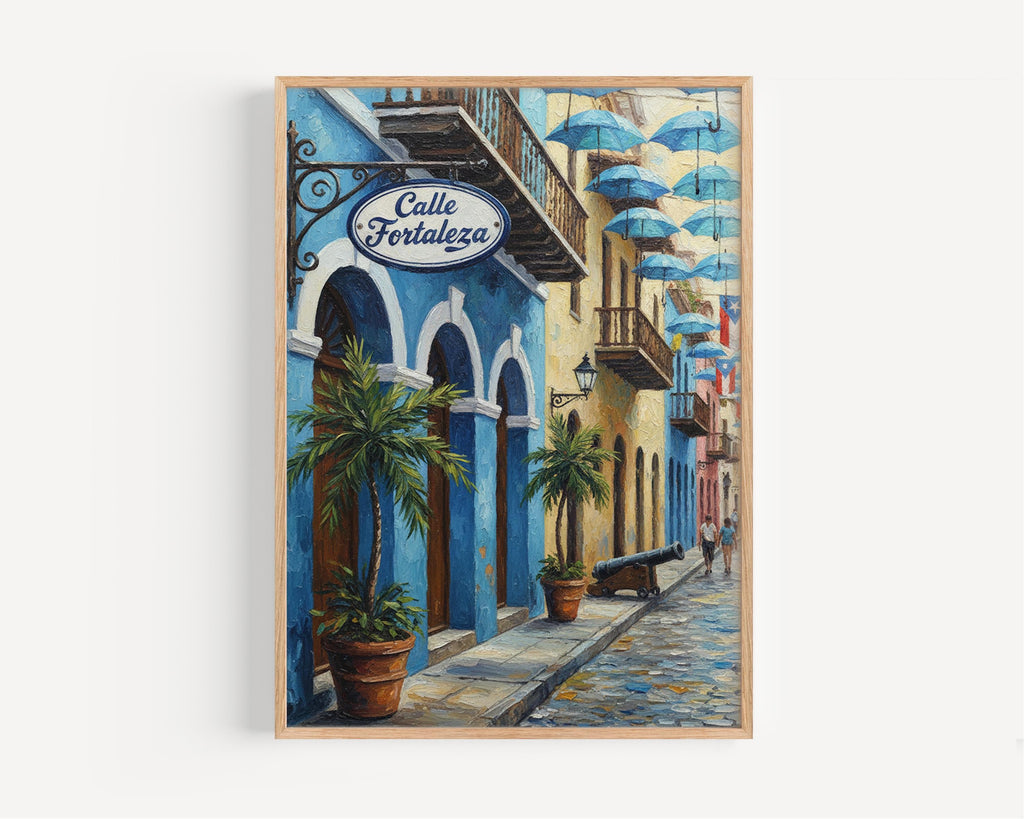 Calle Fortaleza Street Sign Print: Old San Juan Puerto Rico Travel Poster