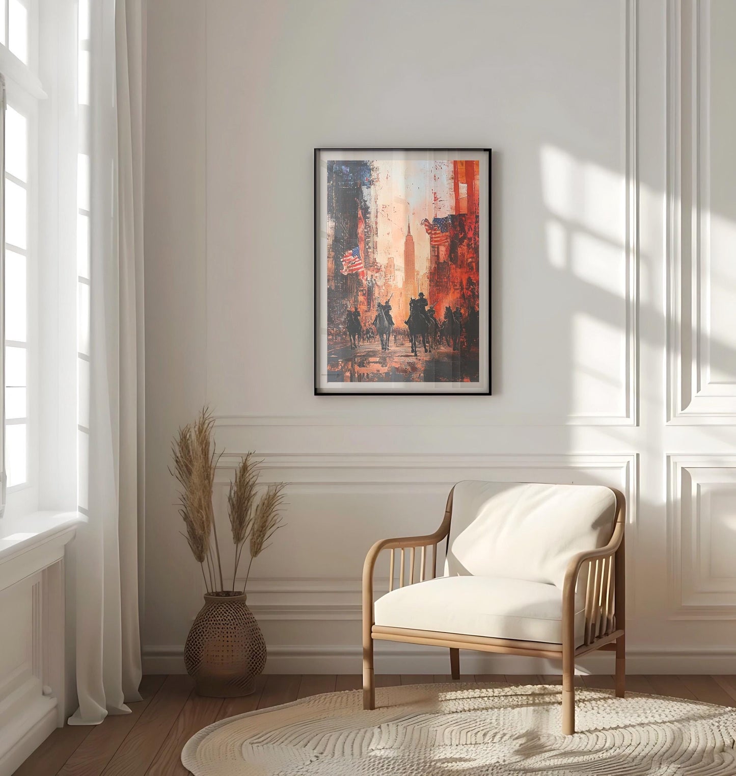 USA Wall Art Abstract Patriotic City Poster | American Independence Home Decor | United States Flag Artwork for Living Room
