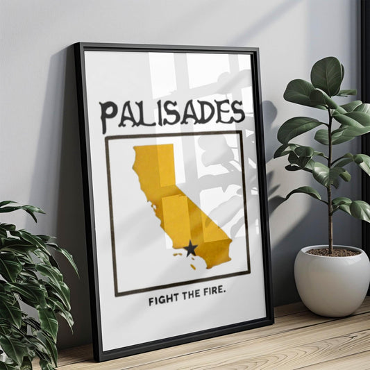 Palisades Fire Wall Art Print - California Travel Decor, CA Gift, Housewarming & College Wall Art, Palisades Landscape Poster