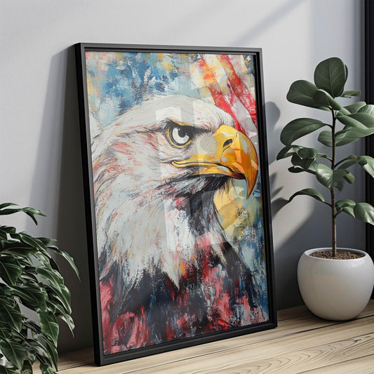 American Eagle Art | Abstract USA Patriotic Wall Art Poster | United States Independence Home Decor