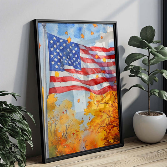 American Flag Artwork Wall Art | Patriotic USA Poster | United States Home Decor Print | American Flag Decor for Living Room & Office