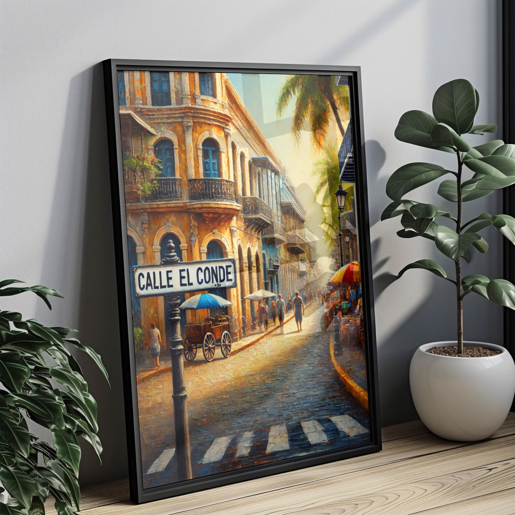 Calle El Conde Street Sign Print: Santo Domingo Colonial Zone Travel Poster