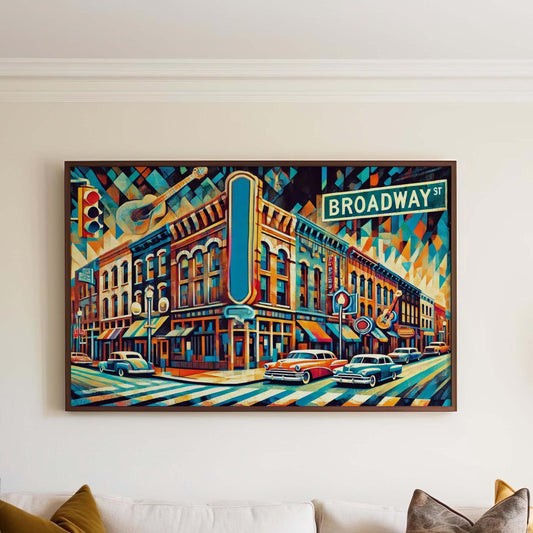Broadway Wall Art Print, Nashville Cubism Travel Poster, Tennessee Souvenir, Housewarming Gift, Modern Broadway Cubism Decor