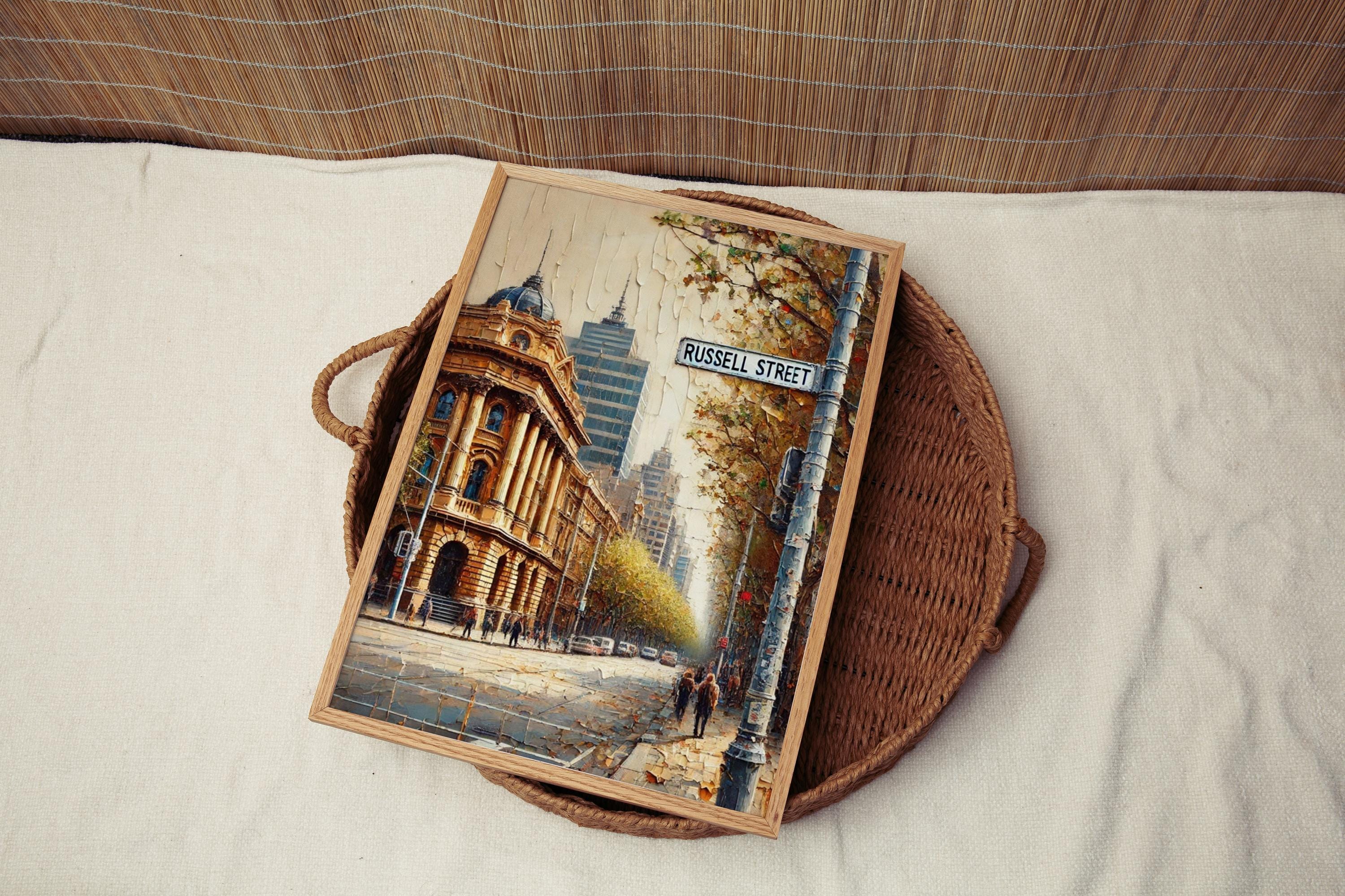 Melbourne Russell St Wall Art Print, Travel Poster Gift, Australian Home Decor, Housewarming & Melbourne Cityscape Artwork