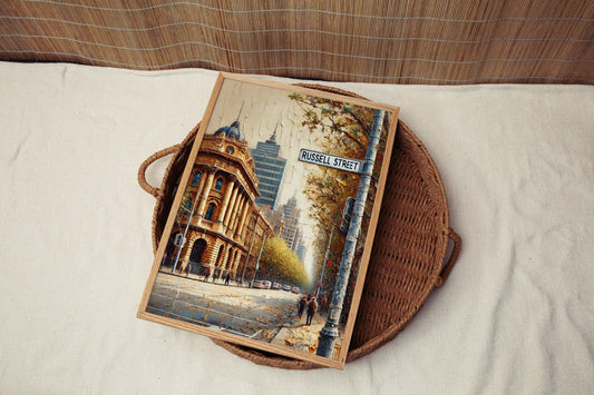 Melbourne Russell St Wall Art Print, Travel Poster Gift, Australian Home Decor, Housewarming & Melbourne Cityscape Artwork