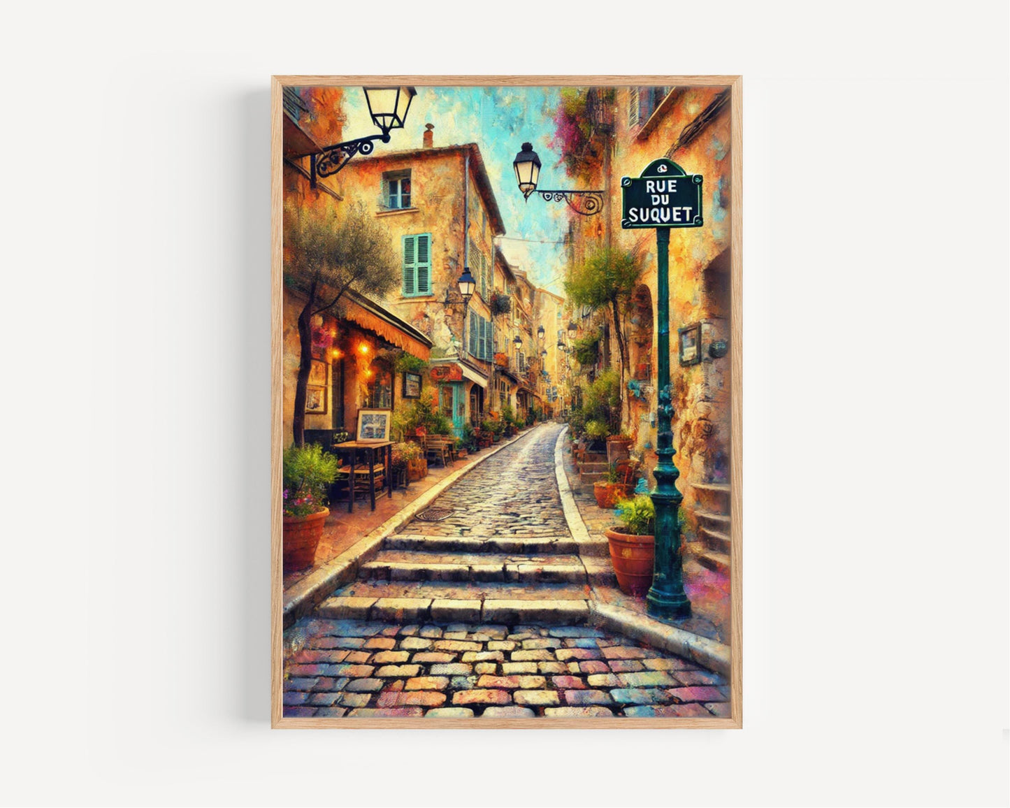 Rue du Suquet Wall Art, Rue du Suquet Print, Cannes Art, Cannes Gift, Travel Print, Travel Poster, Housewarming Gift, France Artwork