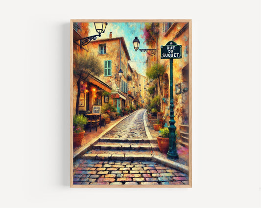 Rue du Suquet Wall Art, Rue du Suquet Print, Cannes Art, Cannes Gift, Travel Print, Travel Poster, Housewarming Gift, France Artwork