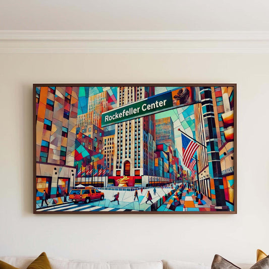 Rockefeller Center Wall Art Print - Manhattan NYC Travel Poster, New York Gift, Housewarming Decor, Iconic Cityscape Artwork