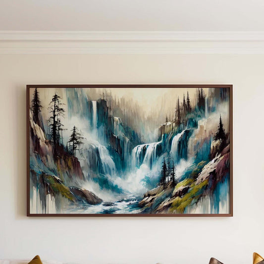 Nature Gift Waterfall Wall Art, Natural Stream Print, Nature Decor, Housewarming & New Home Art, Family Room Printable Canvas