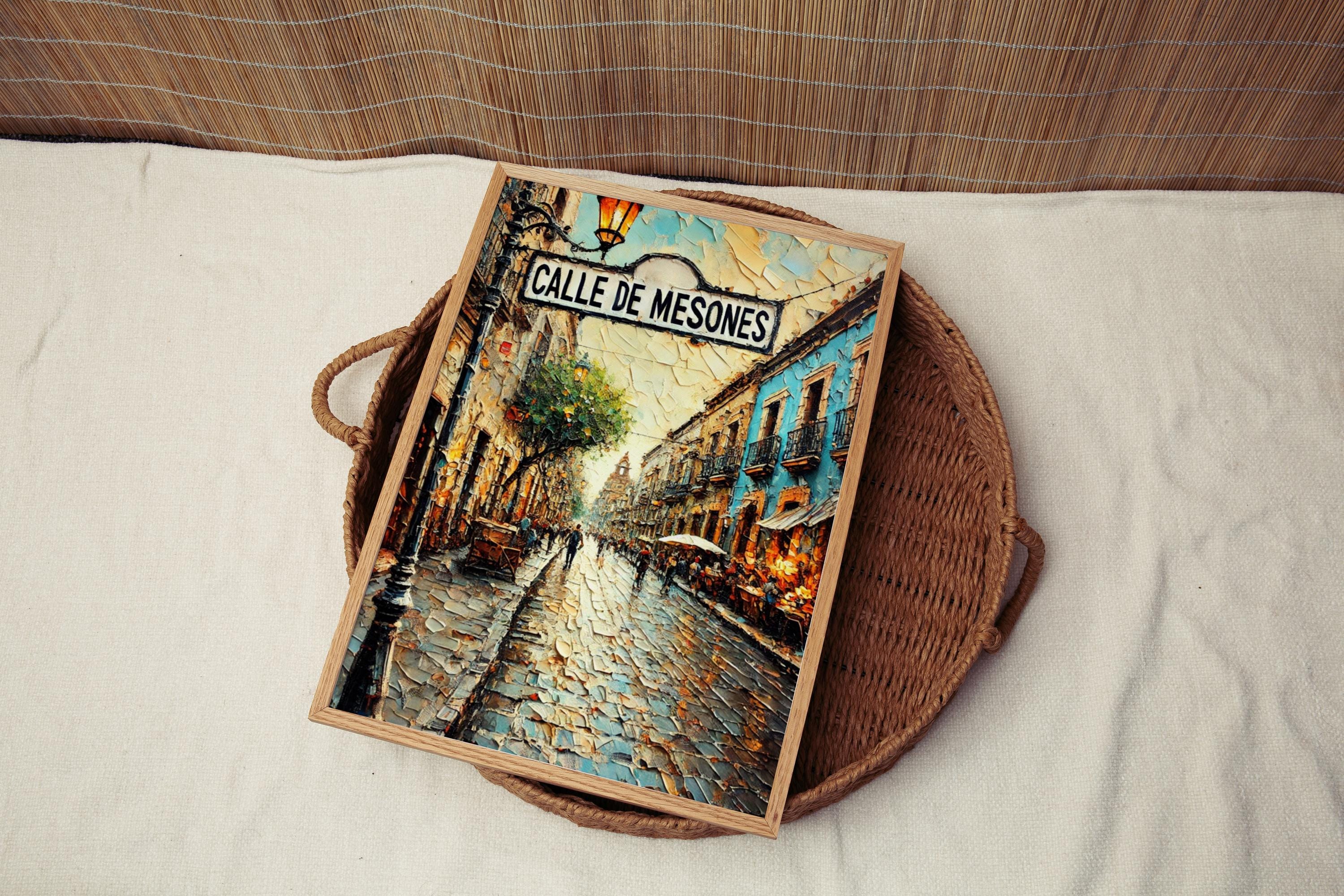 Mexico Calle de Mesones Wall Art Print - Colorful Mexico City Travel Poster, Unique Housewarming Decor & Mexico Gift Illustration