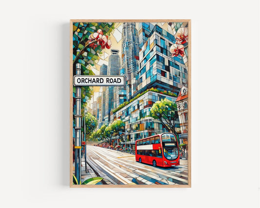 Singapore Orchard Rd Wall Art Print – Travel Poster, Asian Decor, Housewarming Gift, Modern Singapore Art, Unique Travel Home Decor
