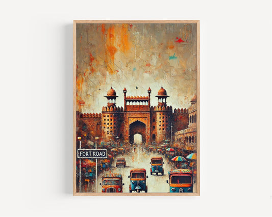 Fort Road Wall Art, Lahore Print, Pakistan Souvenir, City Travel Poster, Lahore Street Scene, Cultural Heritage Decor, Personalized Gift