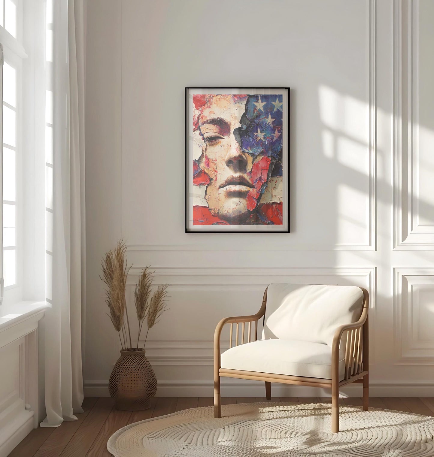 American Face Art | Abstract USA Wall Art Patriotic United States Poster for Home Decor & American Independence Celebration