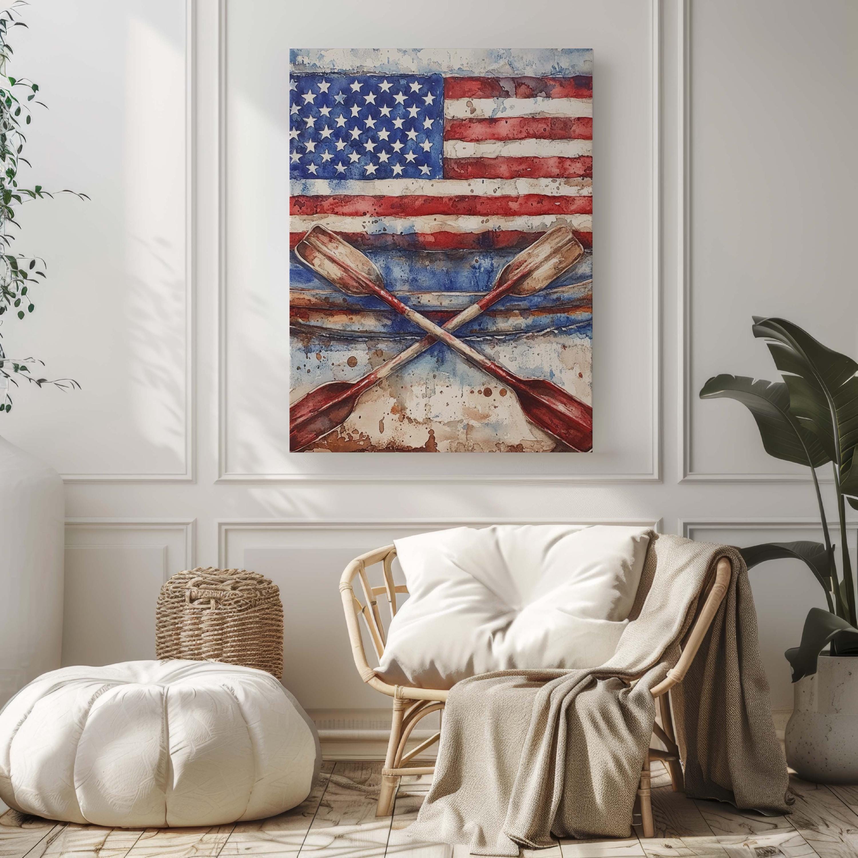 Boat Poster Patriotic American Flag - USA