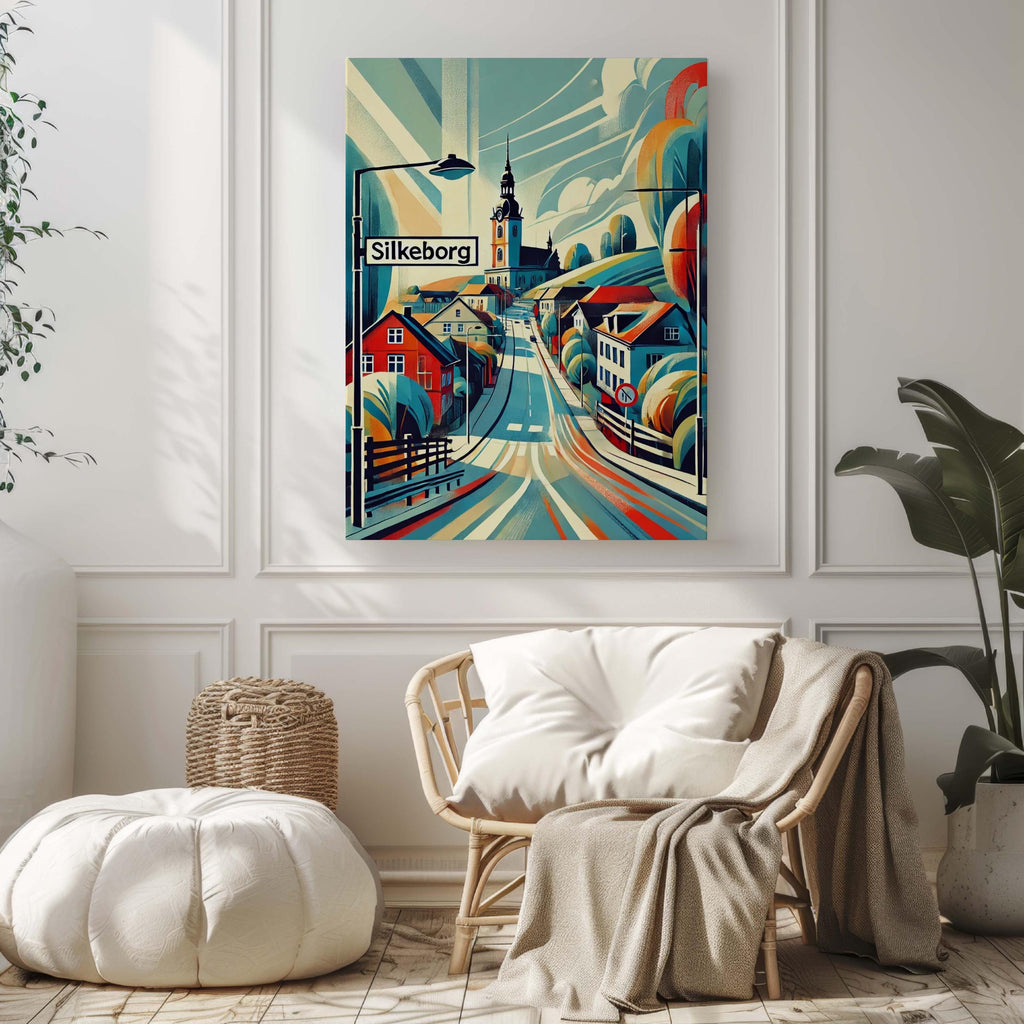 Silkeborg Art Wall Print - Danish Travel Poster, Scandinavian Home Decor, Denmark Housewarming Gift, Modern European Wall Art