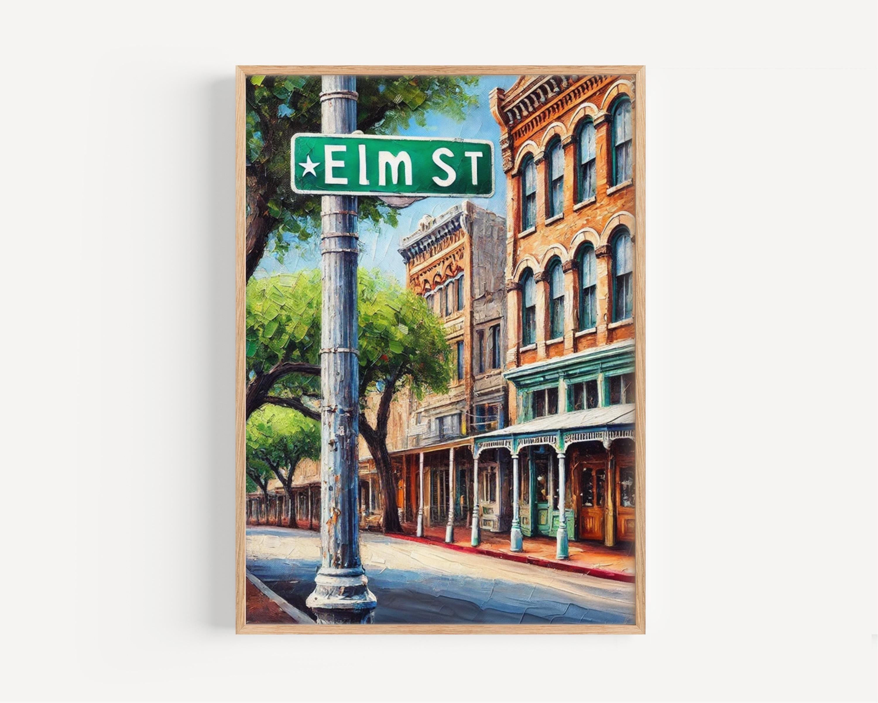 Dallas Elm St Wall Art - Travel Poster, Texas Decor & Gift, Dallas Souvenir, Housewarming Print, Dallas Texas Art, Unique Travel Wall Decor