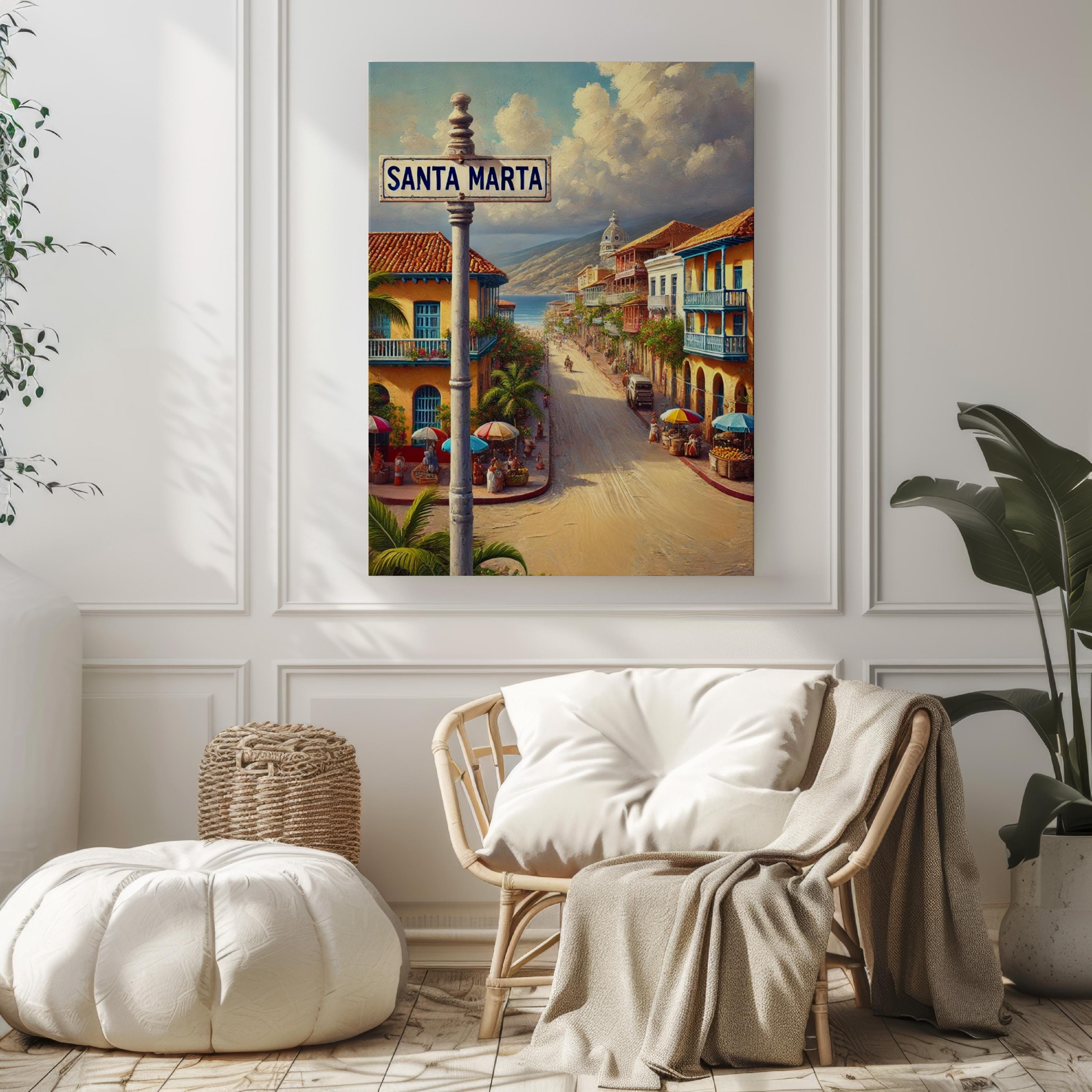 South American Santa Marta Wall Art, Colombia Travel Print, Housewarming Gift, South America Poster, Colombia Decor, Travel Map Artwork