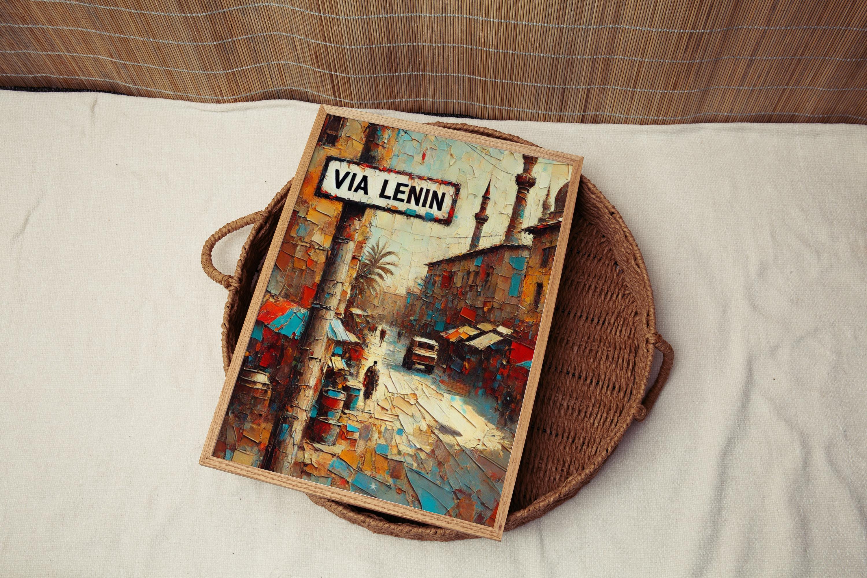 Via Lenin Wall Art, Mogadishu Print, Somalia Art, Street Sign Decor, Travel Souvenir, City Gift, Urban Landscape, Museum-Grade Paper