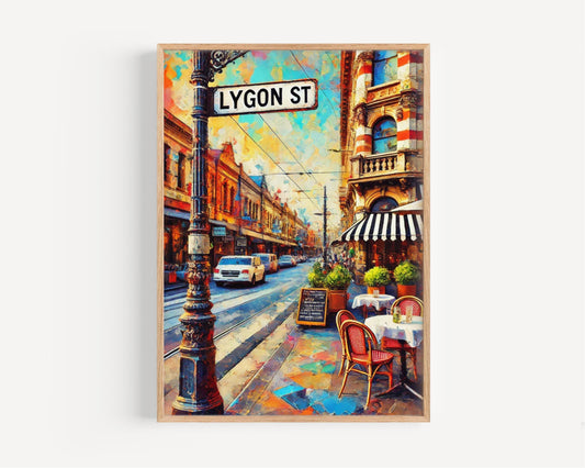 Melbourne Lygon St Wall Art Print, Travel Poster, Australian Art Gift, Melbourne Street Decor, Housewarming & Travel Keepsake