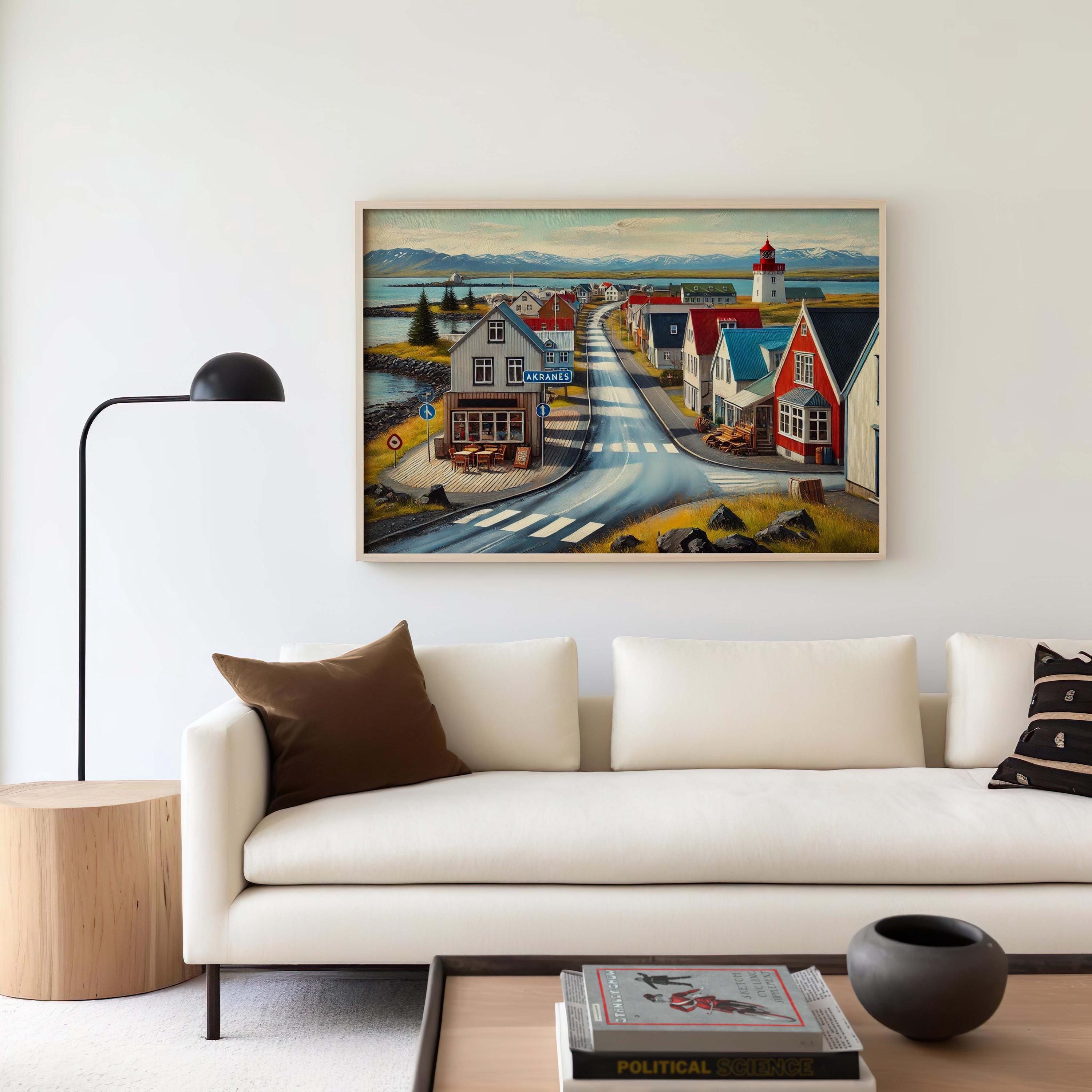 Akranes Art Print - Iceland City Wall Art, Travel Poster, European Decor, Housewarming Gift, Unique Icelandic Landscape Artwork