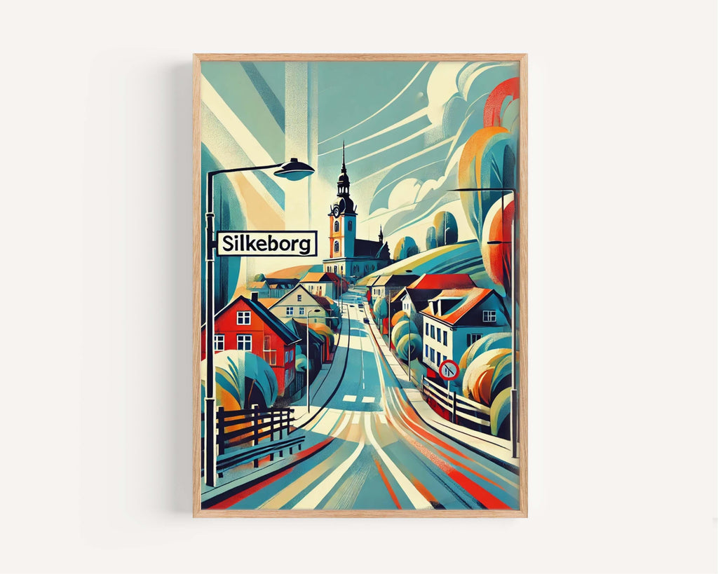 Silkeborg Art Wall Print - Danish Travel Poster, Scandinavian Home Decor, Denmark Housewarming Gift, Modern European Wall Art
