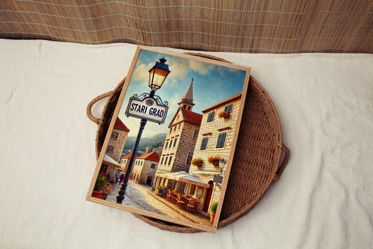Stari Grad Wall Art Print - Kotor Travel Poster, Montenegro Souvenir, Housewarming Gift, Stari Grad Kotor Art Illustration