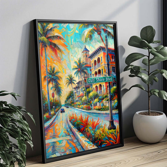 Gulf Shore Boulevard Wall Art - Naples Florida Print, Travel Poster, Coastal Home Decor, Housewarming & Florida Gift