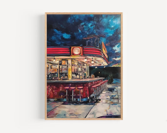 American Diner Art USA Poster | Abstract Patriotic Wall Art | American Independence Home Decor | United States Vintage Style Artwork