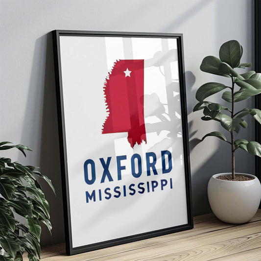 Oxford Print Mississippi Wall Art, Oxford Travel Decor, College Gift, Housewarming, MS Artwork, Southern Home Decoration
