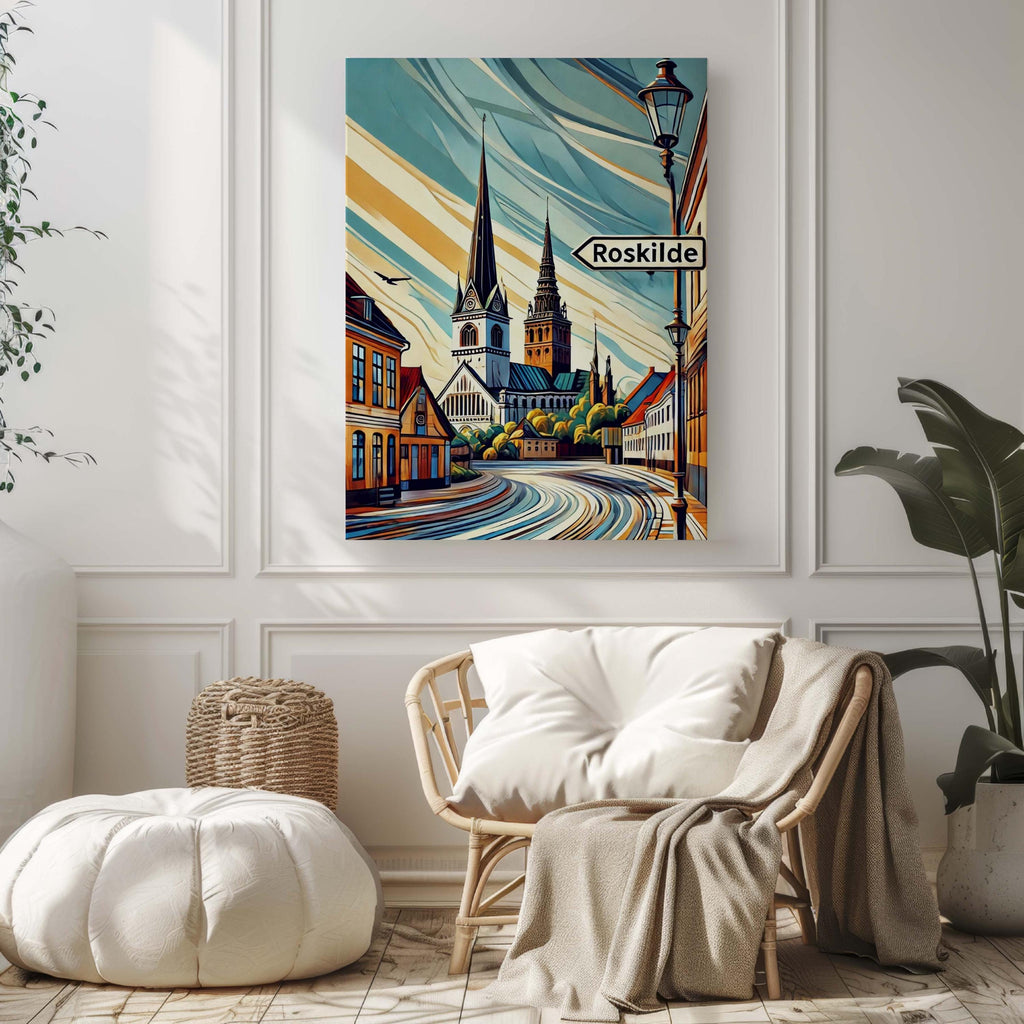 Roskilde Art Print - Denmark Travel Poster, Scandinavian Wall Art, Europe City Gift, Roskilde Home Decor, Modern Housewarming Present