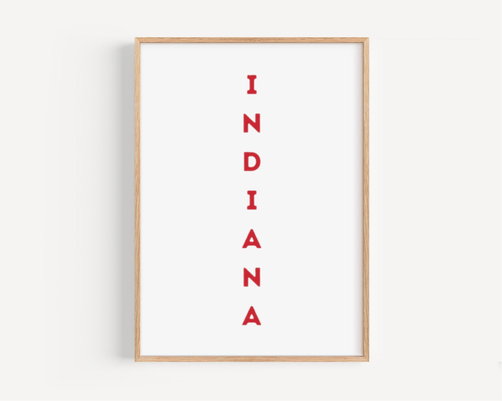 College Map Wall Art - Indiana, USA