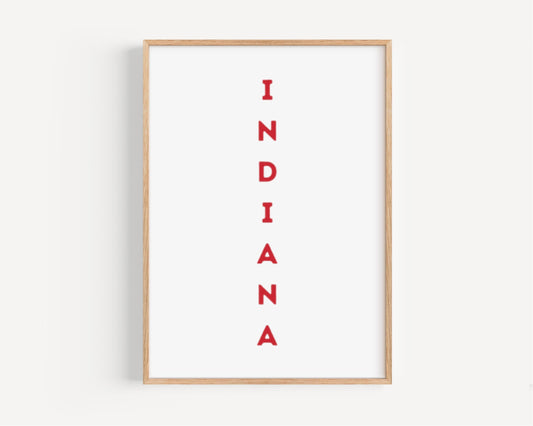 College Art Indiana Wall Print - Travel Dorm Decor, Housewarming Gift, Map Artwork for College Room & Home Wall Decor