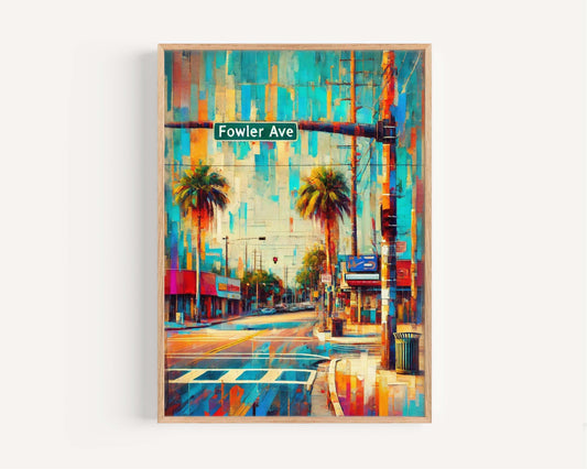 Fowler Ave Print - Tampa Florida Wall Art Travel Poster, Housewarming & Florida Gift, Fowler Avenue Travel Art Decor