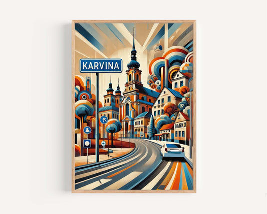 Karvina Art Wall Print - Czech Republic Travel Poster, City Gift & Housewarming Decor, Karvina Map Artwork, Modern Czech Republic Art