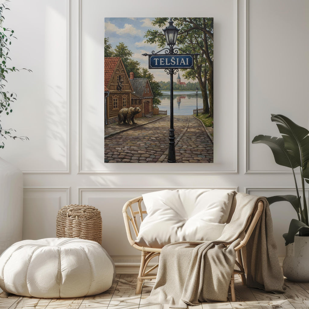 Telšiai Street Sign Art Print: Lithuania Samogitia Travel Poster Decor