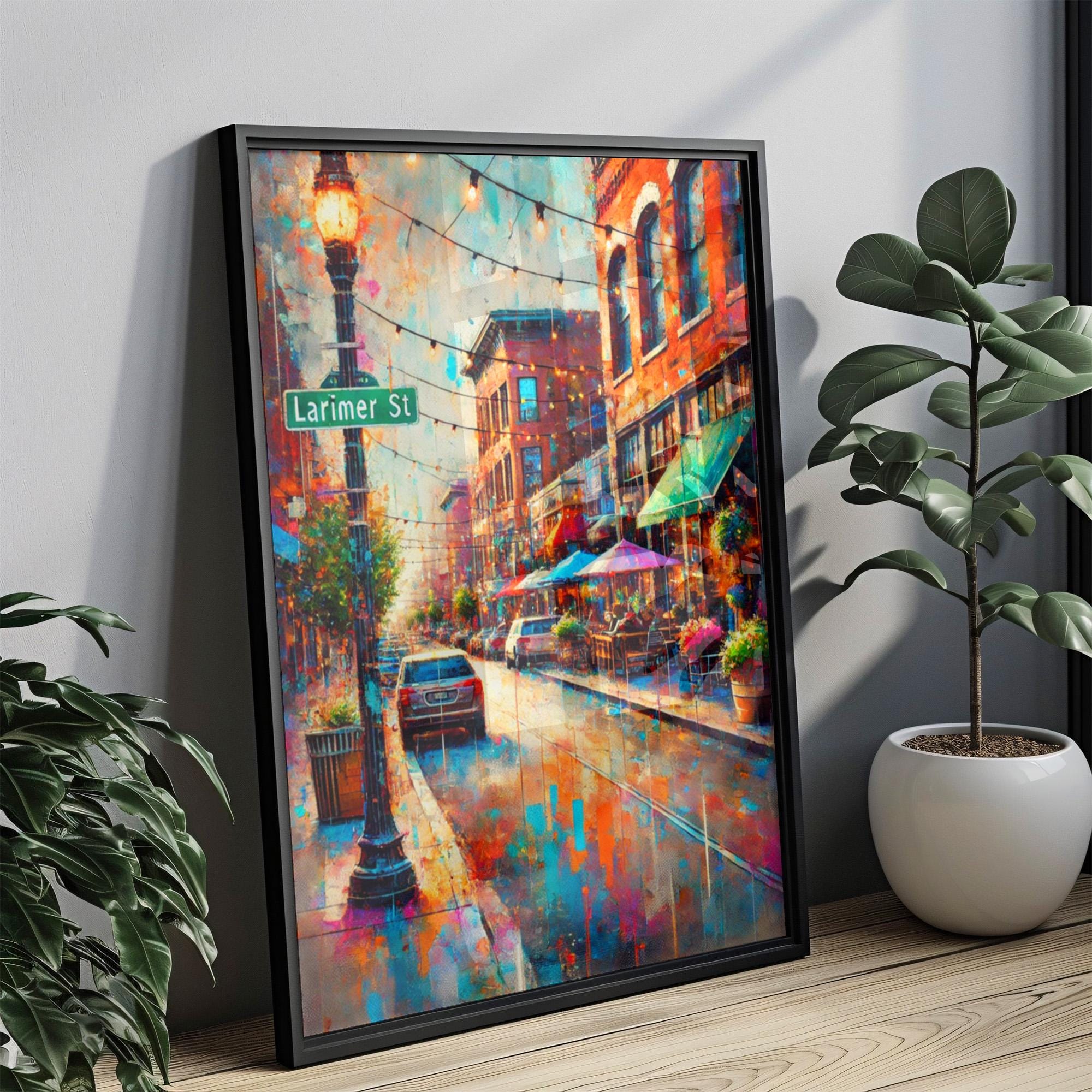 Colorado Larimer Street Wall Art Print - Denver Travel Poster, Cityscape Home Decor & Colorado Gift for