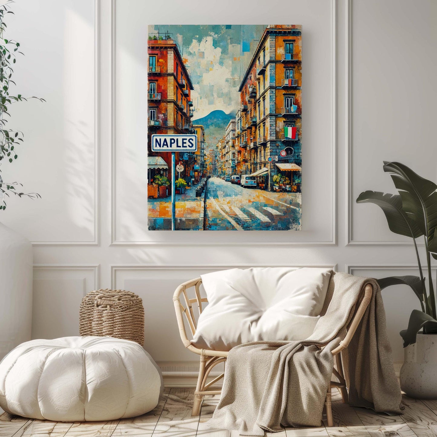 Naples Art Print - Italian Travel Poster Wall Art, Coastal Naples Italy Gift, European Cityscape Illustration, Housewarming Decor