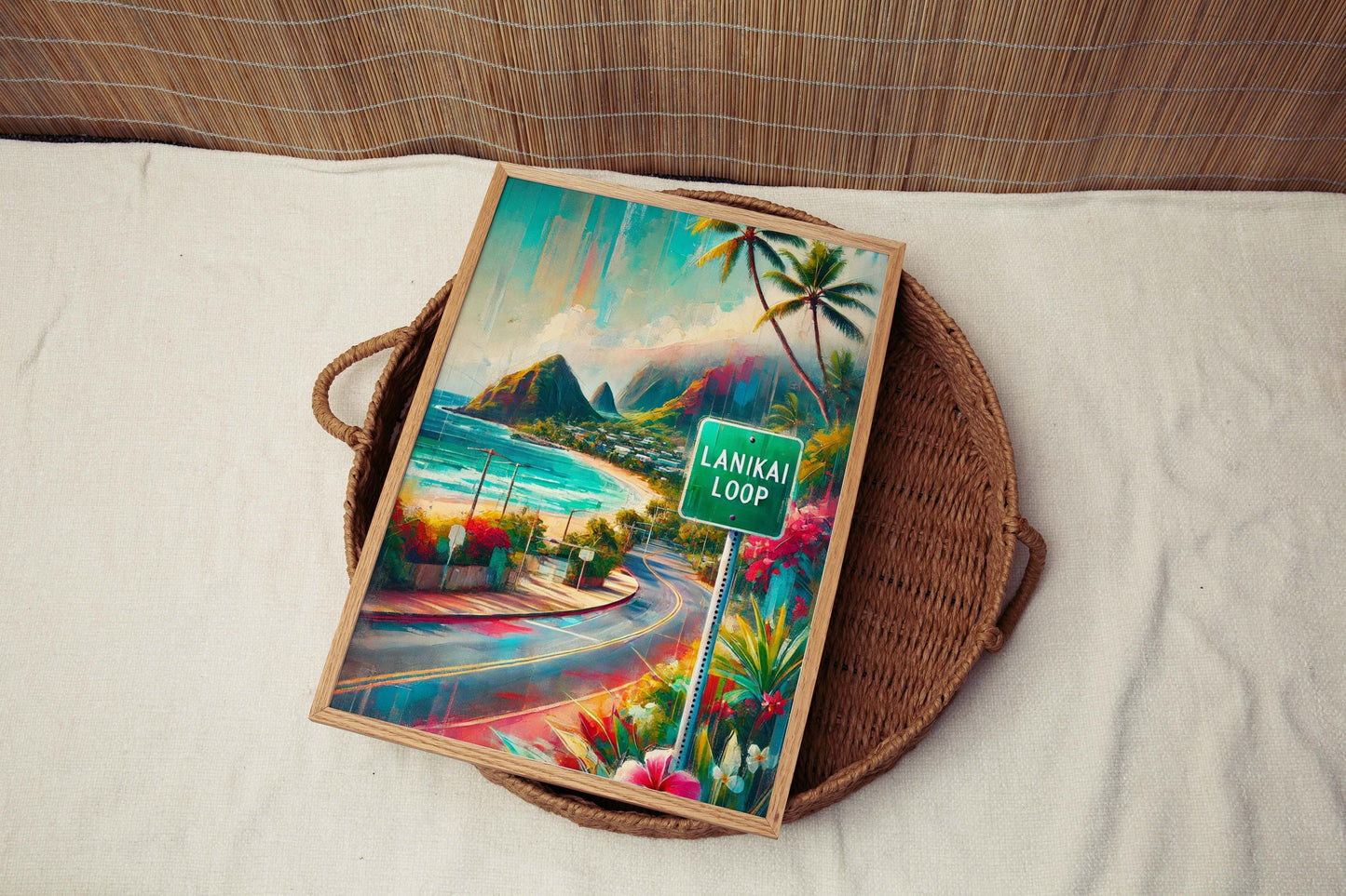 Lanikai Loop Print - Hawaii Wall Art, Oahu Travel Poster, Honolulu Gift, Kailua Decor, Housewarming & Vacation Souvenir