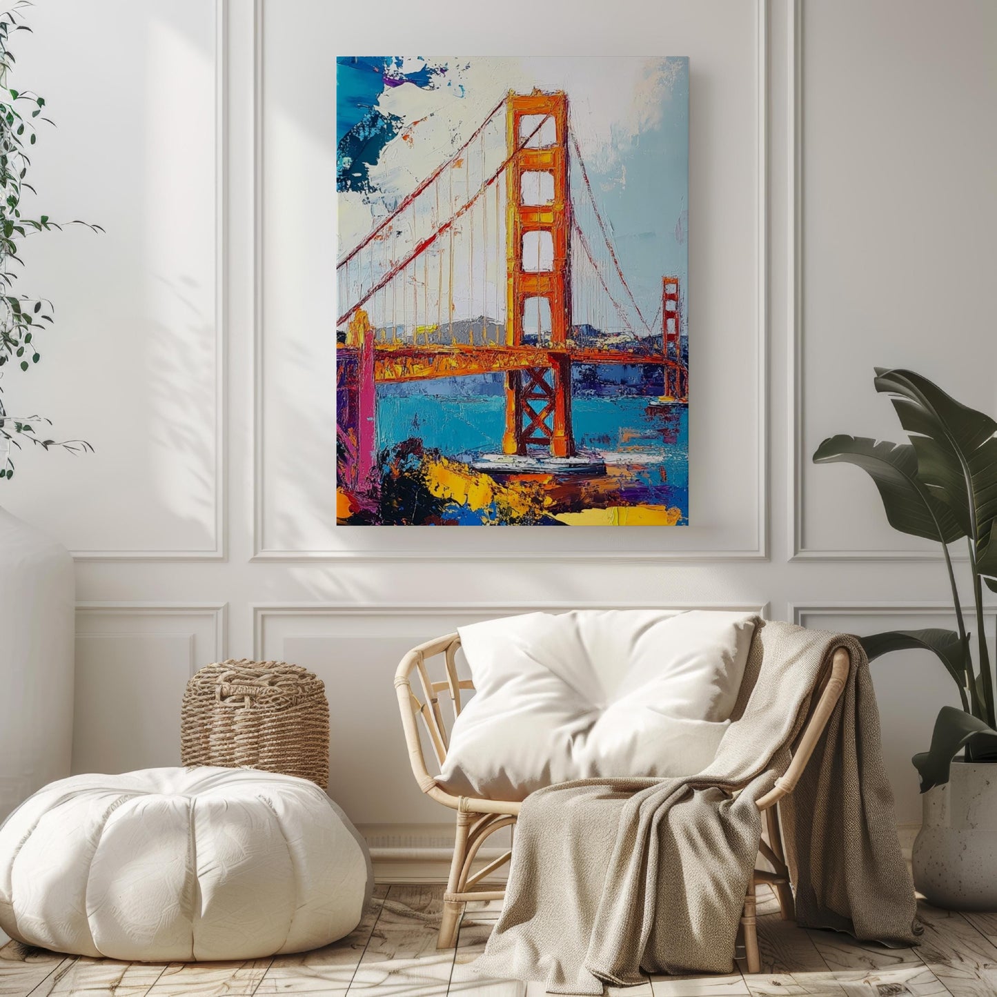 American Golden Gate Abstract Wall Art | Patriotic USA Poster | United States Independence Home Decor | Modern American Artwork