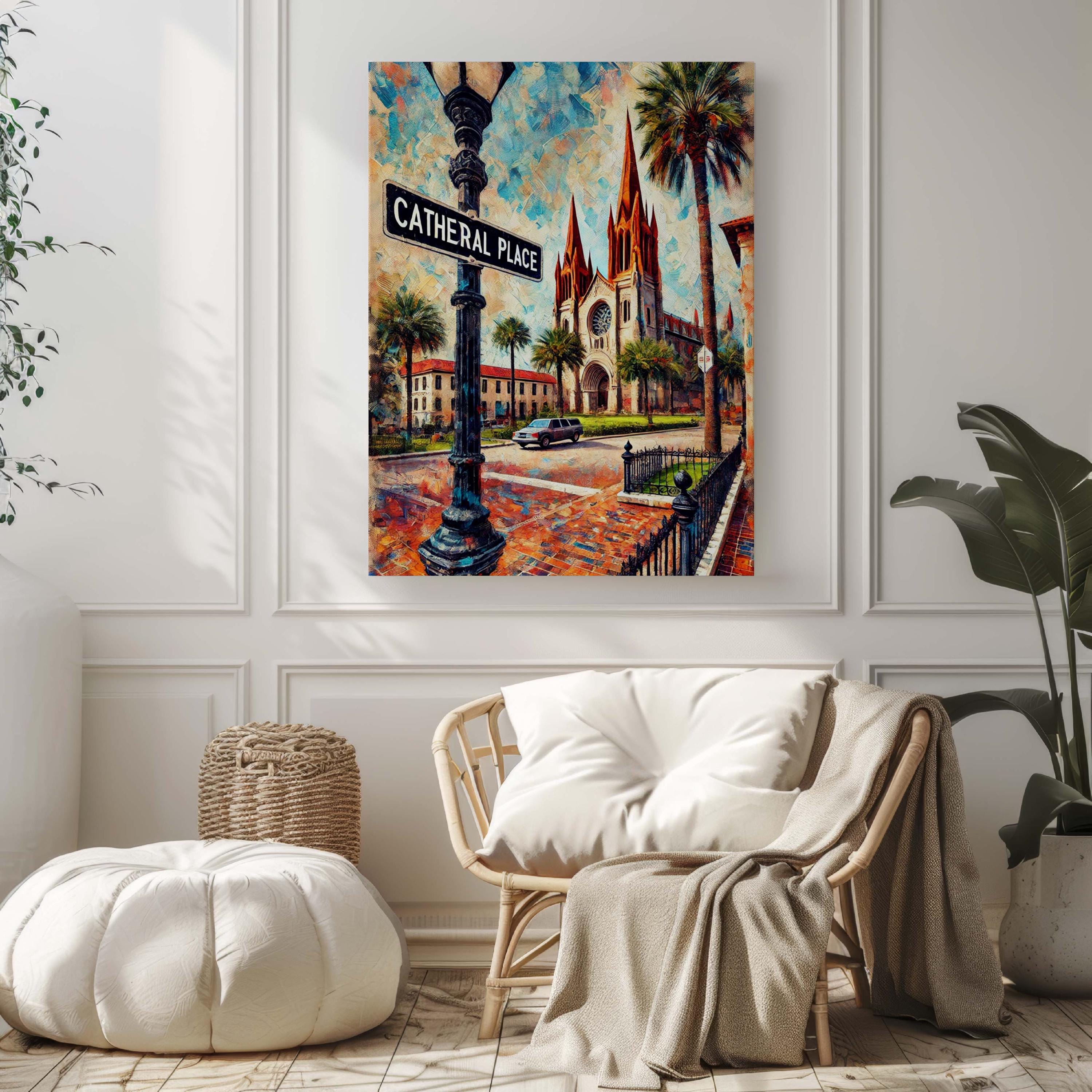 Cathedral Place Print Vintage - St. Augustine, Florida, USA